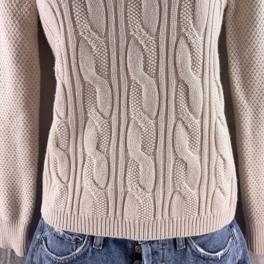 Max Mara Sweater Womens Size XS Beige Cable Knit Crewneck Italian Luxury‎